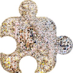 Icon puzzle. Formed from pictures of people