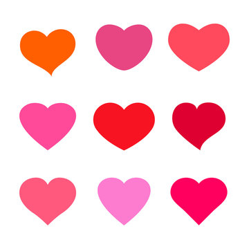 Set of  heart shaped icons. Vector illustration.