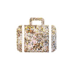 Obraz premium Icon of suitcase. Formed out of peoples portrait photography.