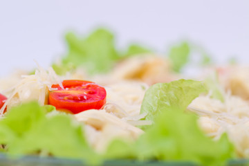 Caesar Salad on a serving plate on a table