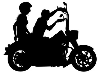 Obraz premium Couples people and sport bike on white background