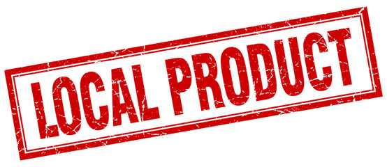 local product red square grunge stamp on white