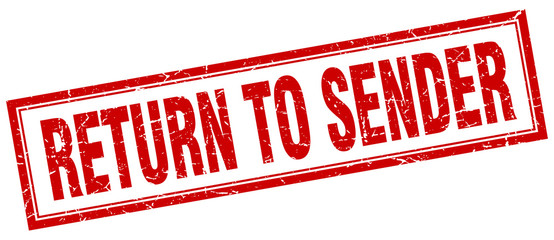 return to sender red square grunge stamp on white