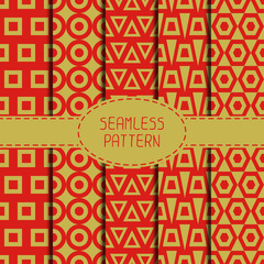 Set of geometric national chinese seamless pattern. Collection