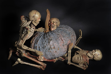 Pumpkin over skeleton