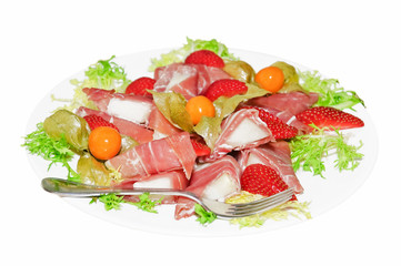 A plate of cold appetizer