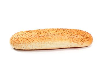 Fresh bun with sesame seeds isolated on white