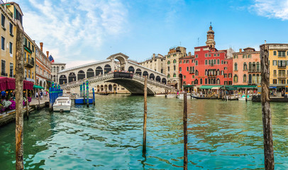 Canal Grande with Rialto Bridge at sunset, Venice, Italy