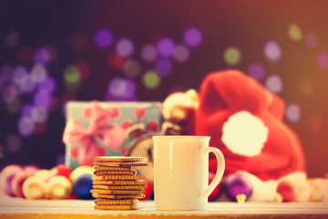 Cup of tea or coffee and cookies