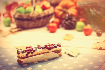 Eclair, apple, pumpkin and other