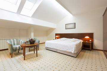 Bedroom interior in loft apartment