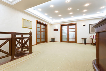 Interior of a luxury hotel corridor