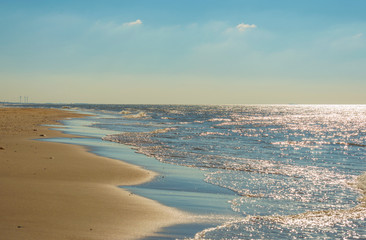 Reflection of sunlight on the surface of the sea 