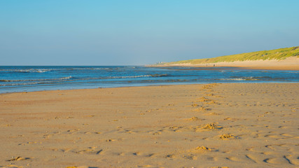 Blue sky over a beach along the North Sea