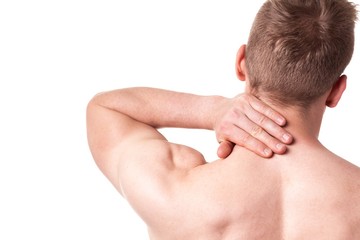 Obraz premium Young man having neck ache