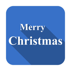 Icono cuadrado plano texto Merry Christmas azul