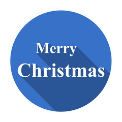 Icono redondo plano texto Merry Christmas azul