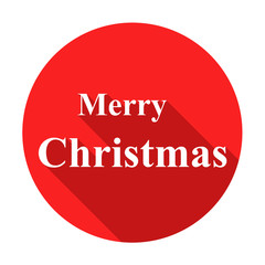 Icono redondo plano texto Merry Christmas rojo