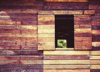 Antique window of the old wooden house