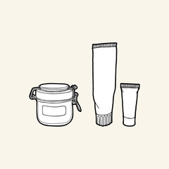 Black & white set of care products