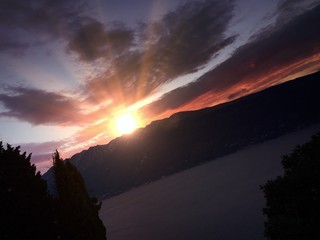 sunrise at garda lake in italy