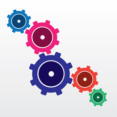 Gears connected in multiple colors
