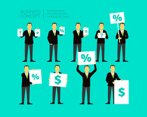 Set of man with the paper in his hands