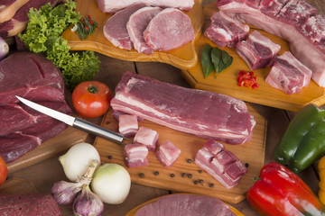 Fresh Raw meat and pork