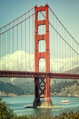 Golden Gate Bridge in San Francisco, California. Retro vintage color
