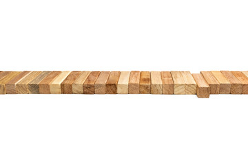Row wooden blocks lying