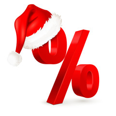 Prozentzeichen mit Weihnachtsm&uuml;tze