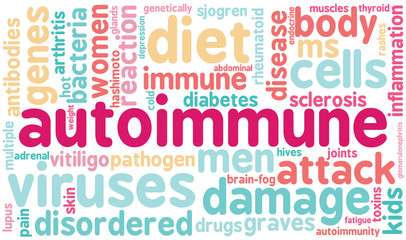 Autoimmune word cloud on a white background. 