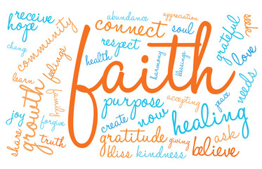 Faith Word Cloud On a White Background. 