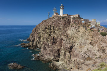 Fototapeta na wymiar Cabo de Gata Lighthouse, Cabo de Gata-Nijar Natural Park, Almeri