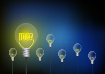 Vector : Light bulbs idea concept on blue background