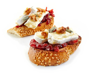 toasted bread with jam and brie