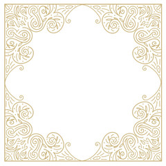 Vintage gold background, ornamental hand draw vector frame with
