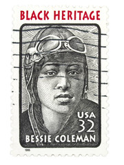 USA - CIRCA 1995: A 32 cents stamps printed in USA showing pilot Bessie Coleman, circa 1995