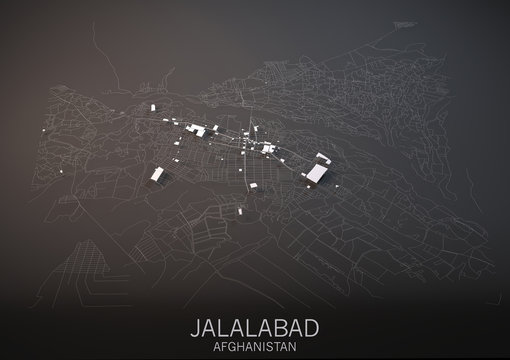 Cartina Jalalabad, vista satellitare, sezione 3d, Afghanistan