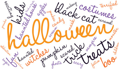 Halloween Word Cloud On a White Background. 