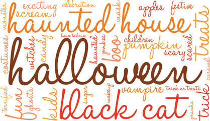 Halloween Word Cloud On a White Background. 