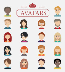 Set of avatars. Vector illustration, flat icons