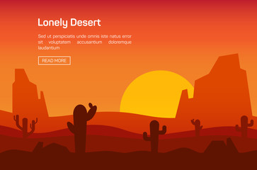 Horizontal banner with lonely desert