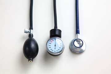 Blood pressure meter medical equipment isolated on white