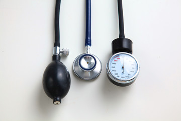 Blood pressure meter medical equipment isolated on white
