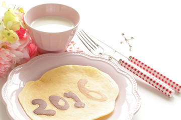 homemade 2016 pancake art for new year background image
