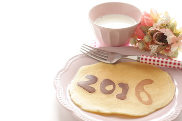 homemade 2016 pancake art for new year background image