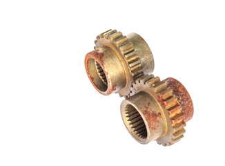 metal gears on white background