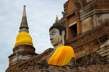 Buddha statue at Wat Yai Chaimongkhon, Ayuthaya, Thailand.
