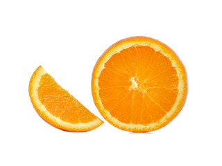 Slice of fresh orange isolated on white background